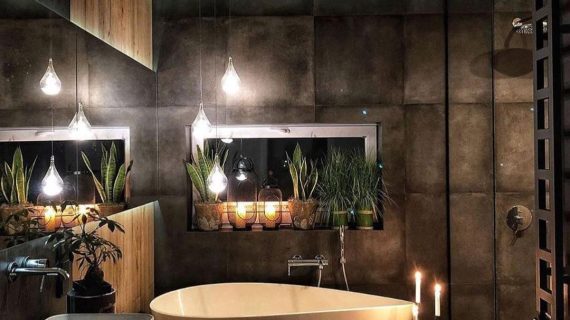 cuarto de baño madera y metal 2